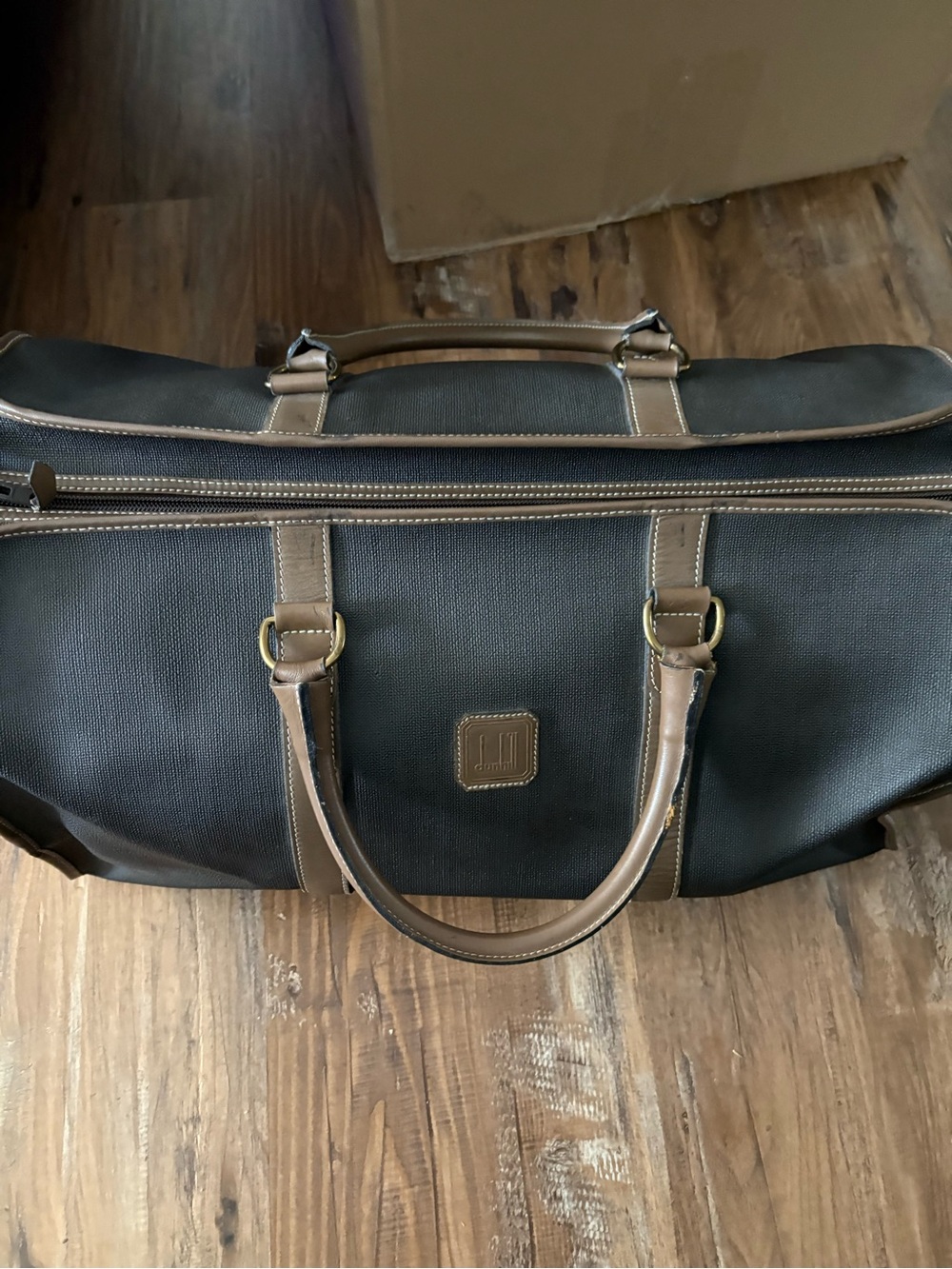 Dunhill Gray Duffel with Brown Leather Trim